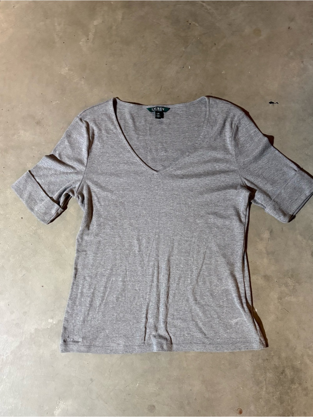 Lauren Ralph Lauren Light Gray Long Sleeve Sleep Top
